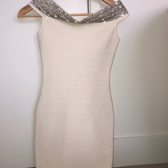 White Bodycon Dress with silver detailing - Picture 2 of 5